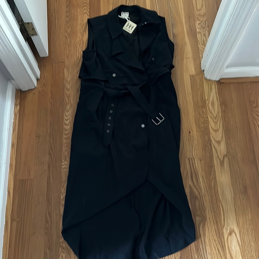 Haute Hippie Button Down Shirt Dress, Black Size Medium NWT